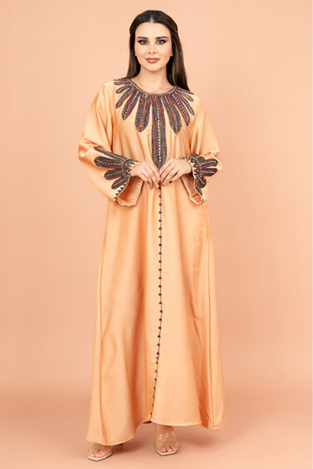 Solid Embroidered Jalabiya - 1