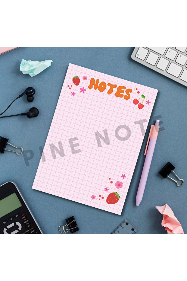 Checkered Strawberry Cherry Pattern Planner/To Do List/Notebook/Notepad/Memopad A5 - 5