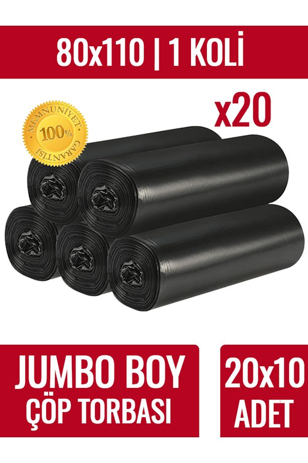 20 Rulo Çöp Torbası Jumbo Boy 10’lu (1 KOLİ) Kalın 80x110 Çöp Poşeti - 2