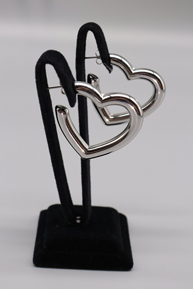 Steel Heart Earrings. Heart Earrings Hfky24