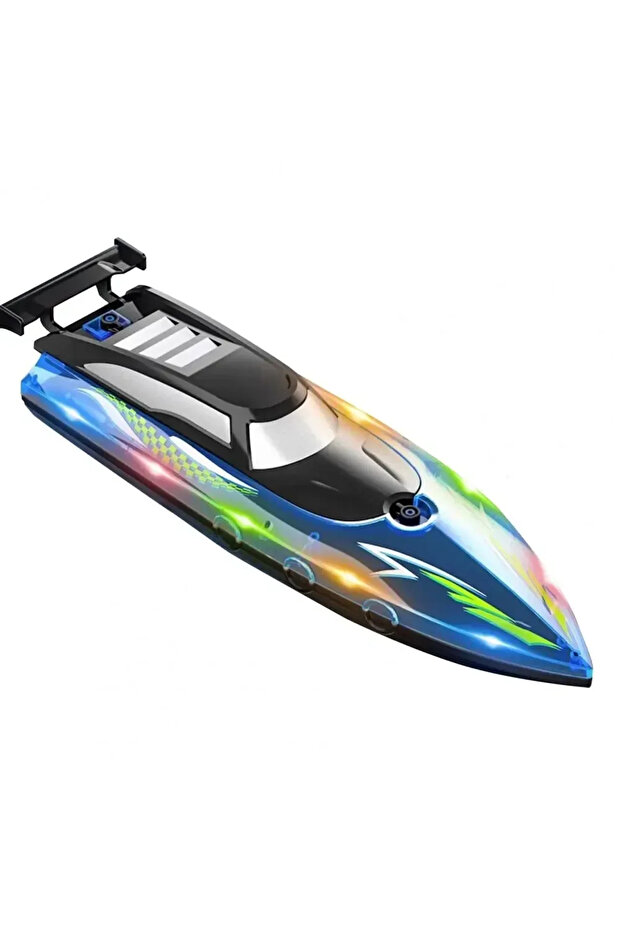 Renkli Led Işıklı Açık Hava Elektrikli Usb Şarjlı Uzaktan Kumandalı Oyuncak RC Tekne - 1