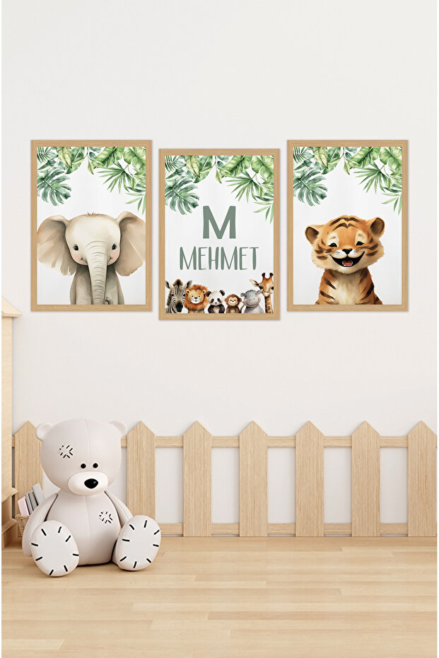 Dekorize Mdf Tablo Seti 3 Parça 3 Mm - Çocuk Odası İçin İsim Yazdırılabilen Set KOT3001 - 3