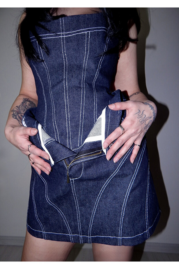 تنورة فيلارا دينم قصيرة – DenimX
