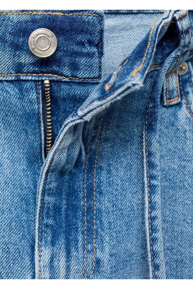 Düşük belli kemerli wideleg jean pantolon - 5