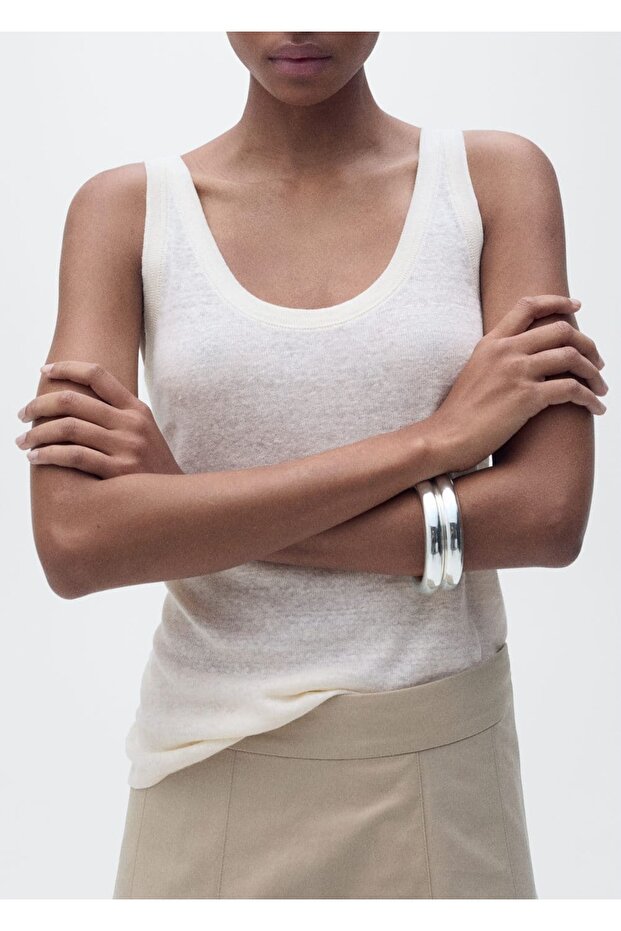 Askılı keten bluz - 7