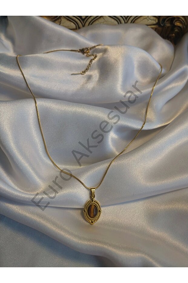 Çelik Oval Tasarım Kolye - 2