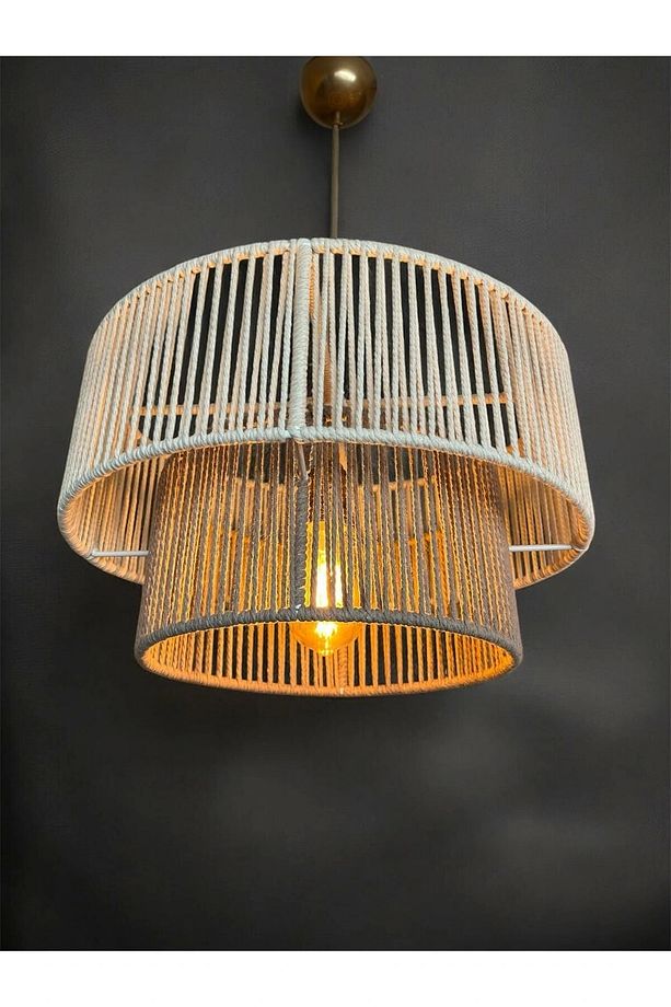 Vespera Sarkıt Avize - Makrome Ip, Metal Iskelet - 4