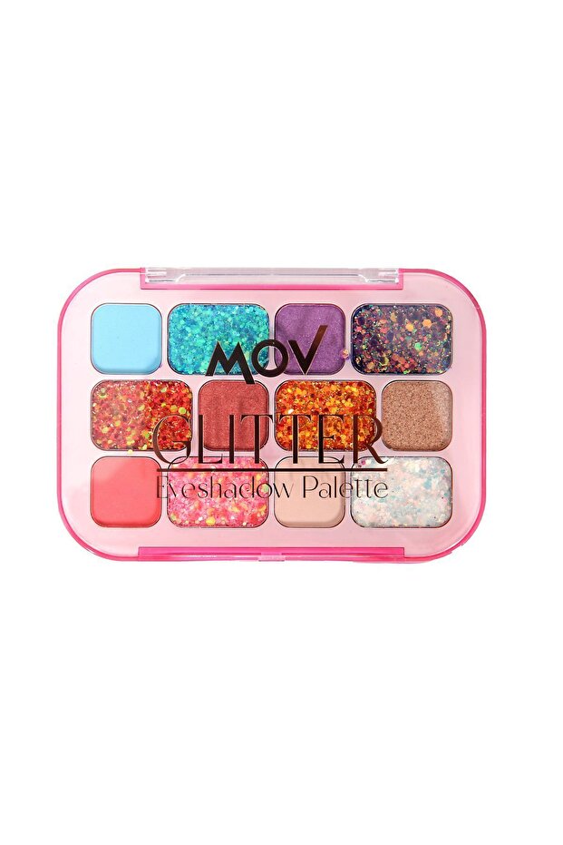 Glitter 12-Piece Shadow Palette No:02 - Semi Matte and Shimmer Colors with High Pigmented Lasting Effect