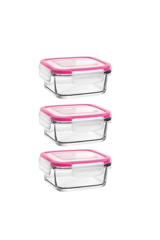 Storage Container 3 Pieces Glass Square Locking Storage Container Fresco 227 - 1