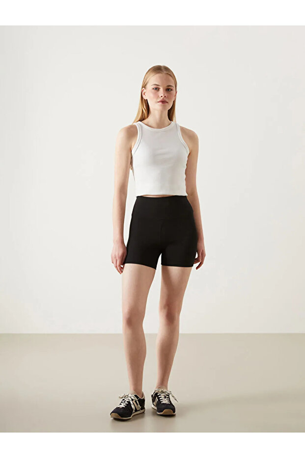 LCW Vision Siyah Beli Lastikli Kadın Şort Tayt - 1