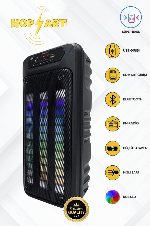 DEV Boy Bt/Usb/Sd Kartı/Fm Radyo/Tws  Subwoofer Bluetooth Parti Hoparlör - 1