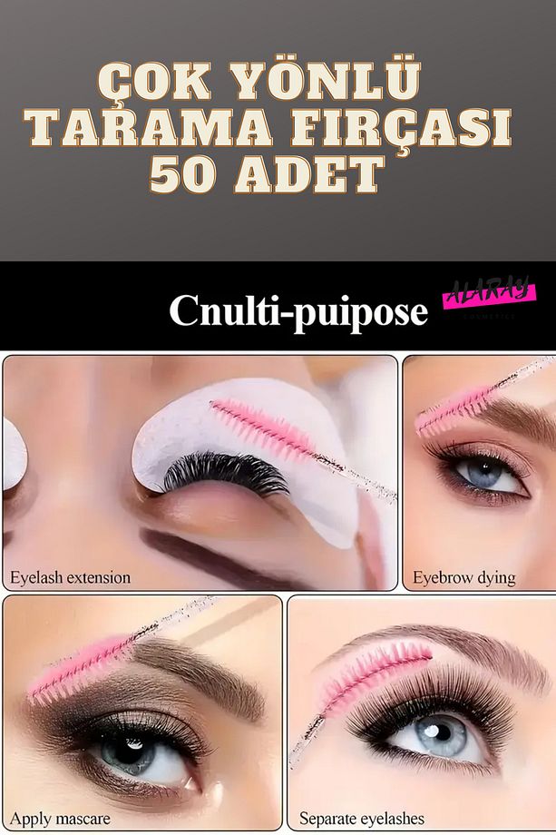 100 ADET 360 DERECE KIVRILABILEN ELASTIK KAŞ KİRPİK TARAMA FIRÇASI - 5
