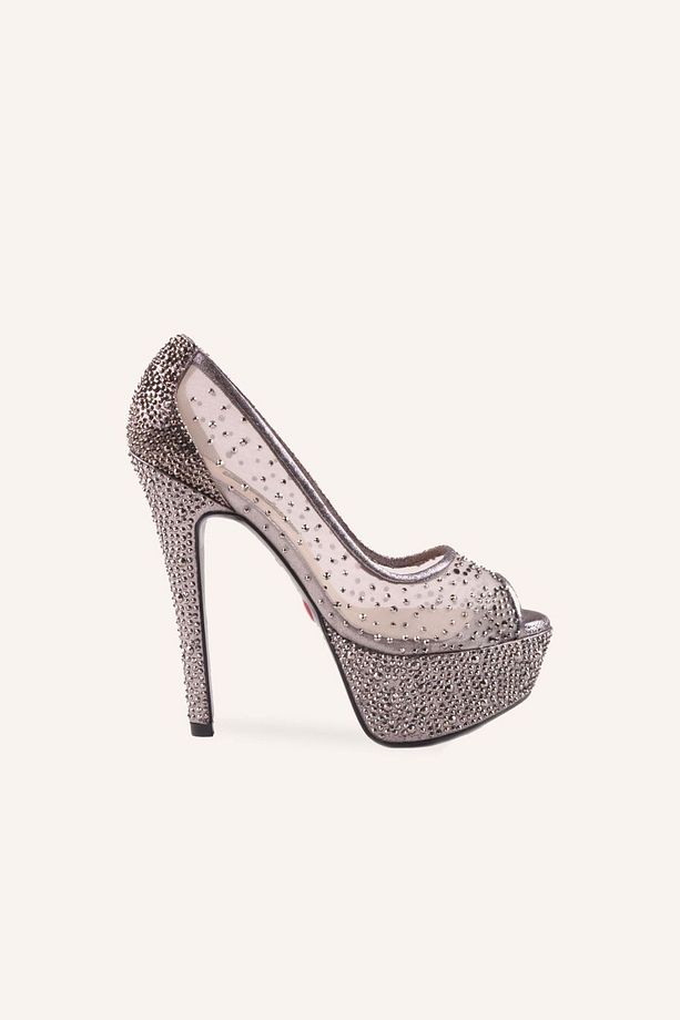 Antrasit Cinderella Yüksek Platform Topuklu Ayakkabı - 1