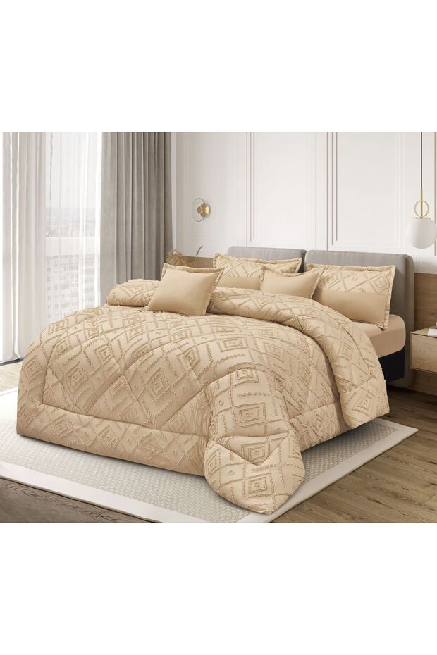 طقم لحاف نفرين ملكي صيفي بوجهين 230*250 نظام 6 قطع