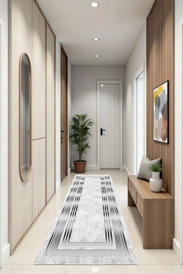 Gümüş Sahif Desenli Makinede Yıkanabilir Salon Halısı Yatak Odası Halısı & Yolluk Modelleri - 4