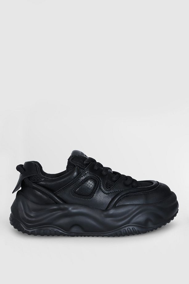 Comfort Yüksek Taban Siyah Sneaker - 5
