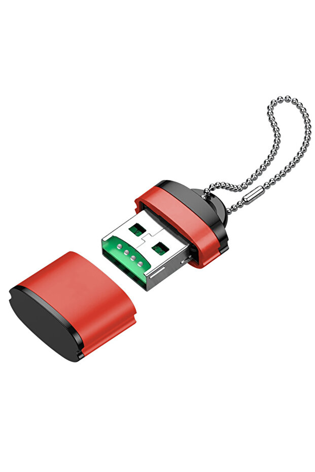 قارئ بطاقات ذاكرة USB 2.0 صغير للهواتف المحمولة، أحمر اللون، محول USB عالي السرعة