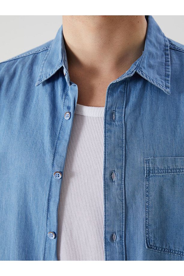 LCW Jeans Regular Fit Kısa Kollu Erkek Jean Gömlek - 3