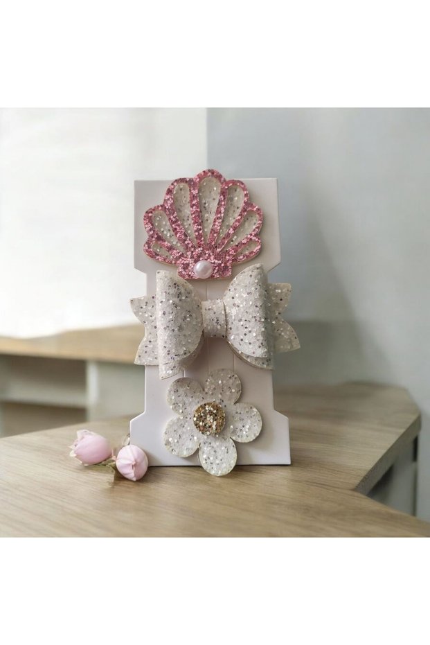 Baby Girl 3-Piece Buckle Set Bow and Mussel Motif