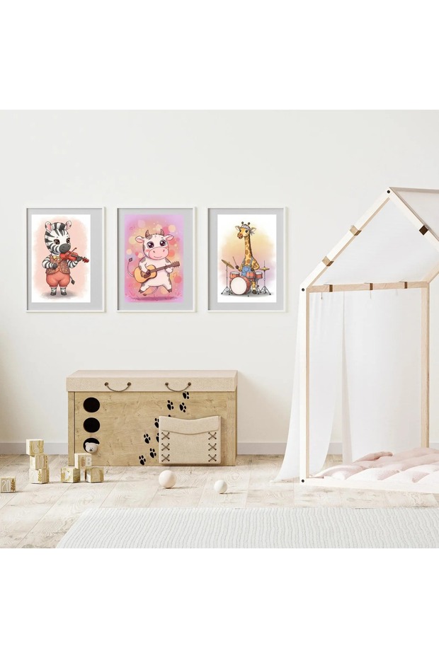 Hayvan Temalı 3'lü Tablo Seti - 1
