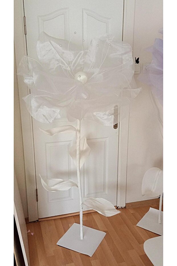 Dev Tül Çiçek Beyaz - 1