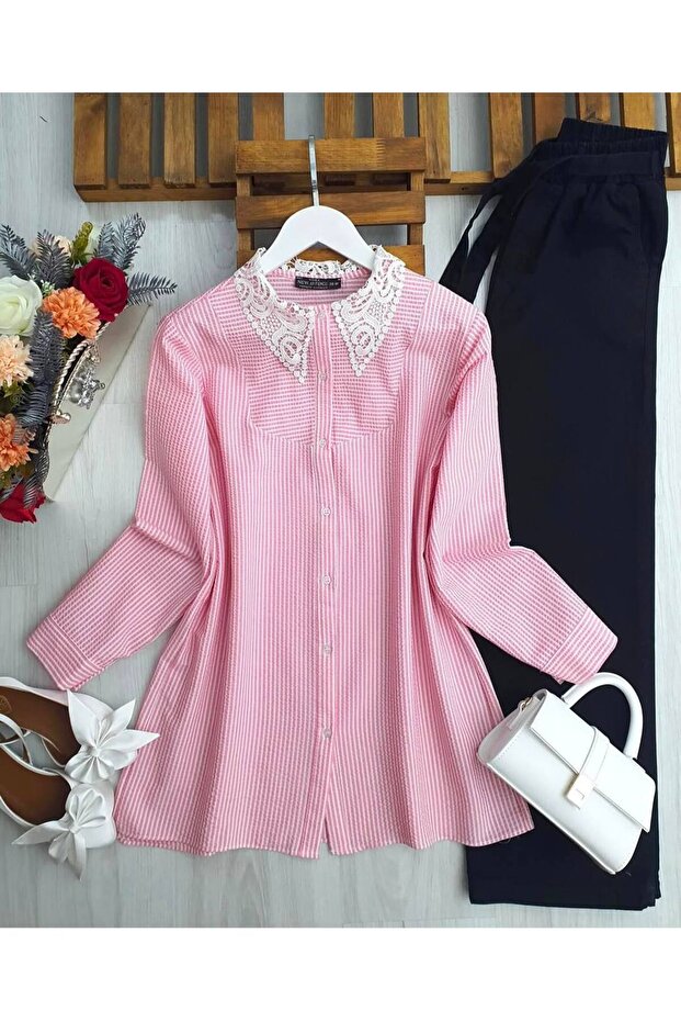 DANTEL YAKA KADIN GÖMLEK - 1