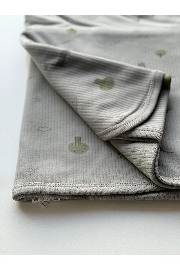 بطانية قطن ممشط بطبقة مزدوجة منقوشة على شكل ديناصور - 90x85 - 2