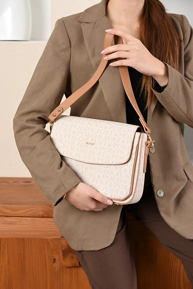 Original Women's Large Size Hand and Shoulder Bag with Print Detail