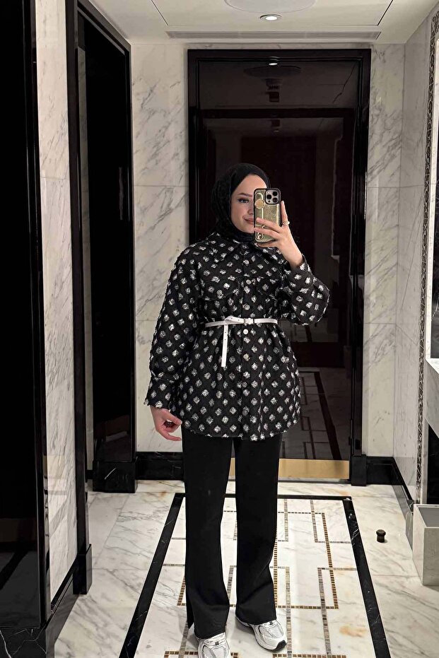 SİYAH Pullu Kot Ceket 32-3420 - 4