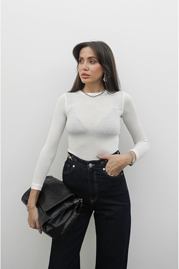 Bluză transparentă Condor Ecru - 3