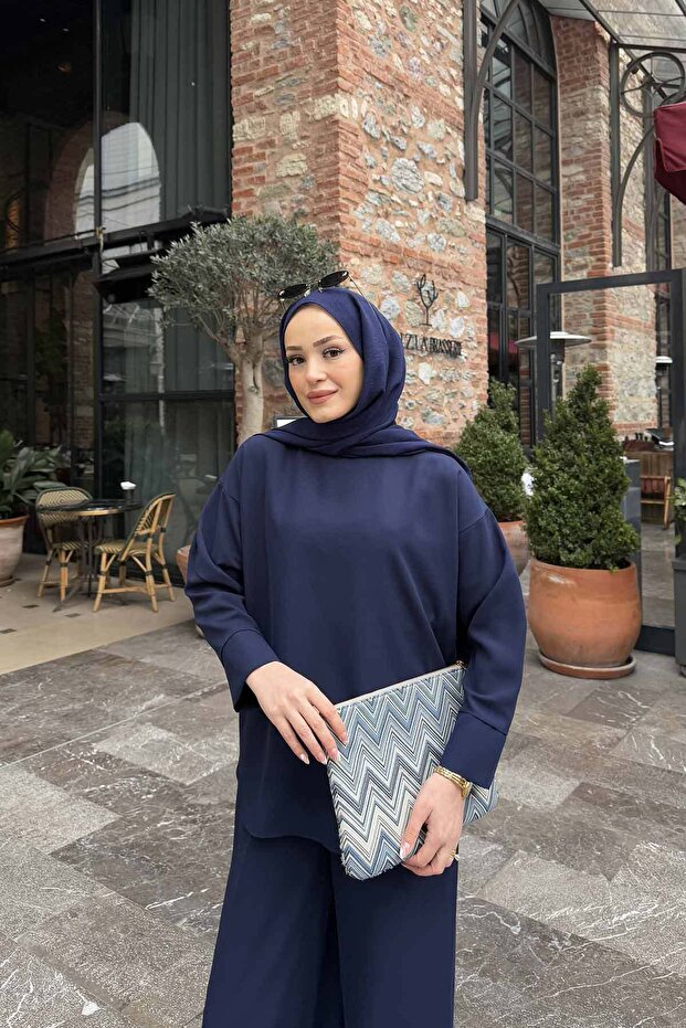 Navy Blue Basic Crepe Tunic 32-2239 - 3