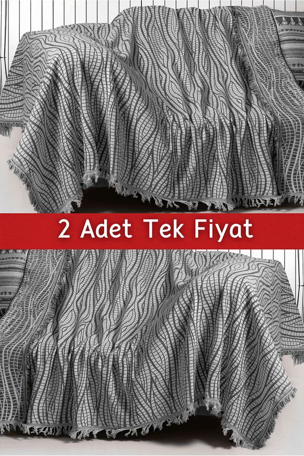 İkili Set Dokuma Koltuk Örtüsü Seti 170x220cm - 1