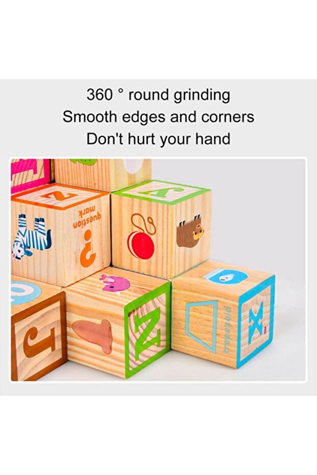 Set of 26 Wooden Cubes, Letters, Numbers, Animals, Objects, 18 Months - 5