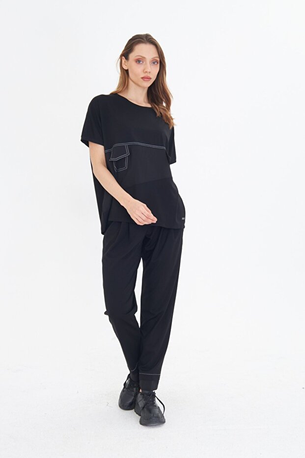 SİYAH BASIC BLUZ - 1