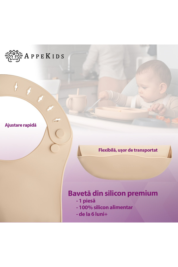Silicone bib, - Bubble Beige - 2