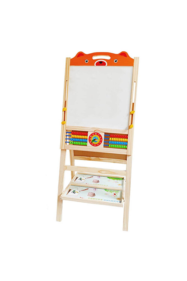 Wooden Writing Board, Magnetic, Adjustable, 2-Sided, Bear Pattern - 2