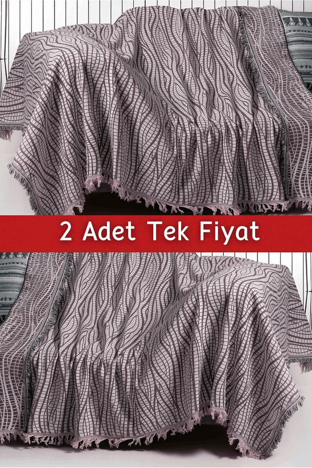 İkili Set Dokuma Koltuk Örtüsü Seti 170x220cm - 1