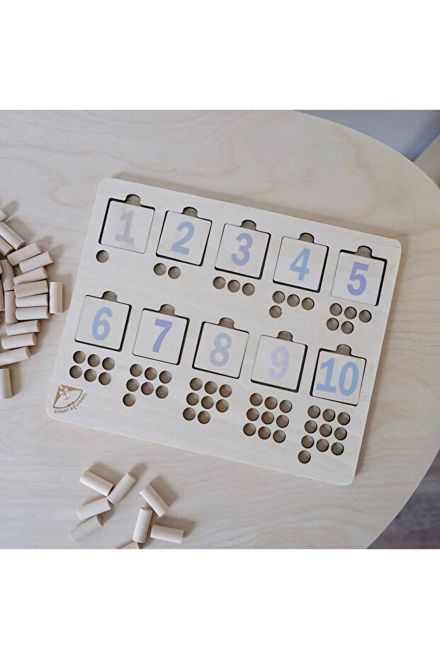 Wooden Puzzle with Numbers and Pin Representations, Matching Game - 4