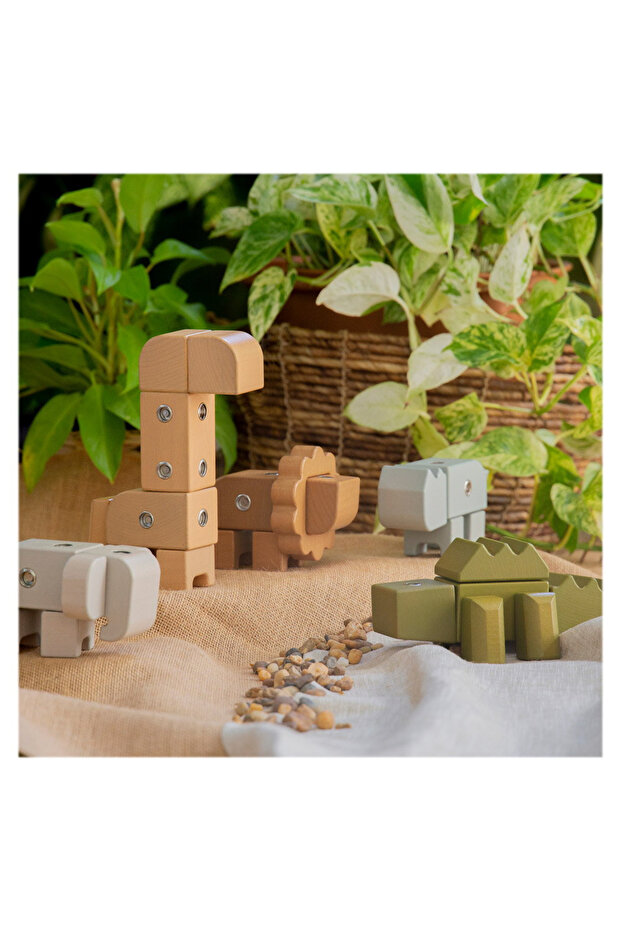 Snap Block Animals, Blocuri De Constructie Din Lemn, - 5