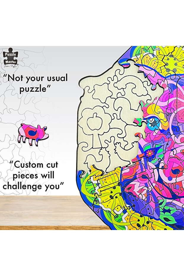 Dřevěné puzzle Prase - 3