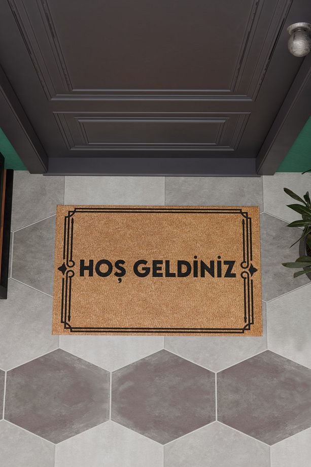 Hoş Geldiniz Sade Çerçeveli Dekoratif Çok Amaçlı İç ve Dış Kapı Paspası - 3