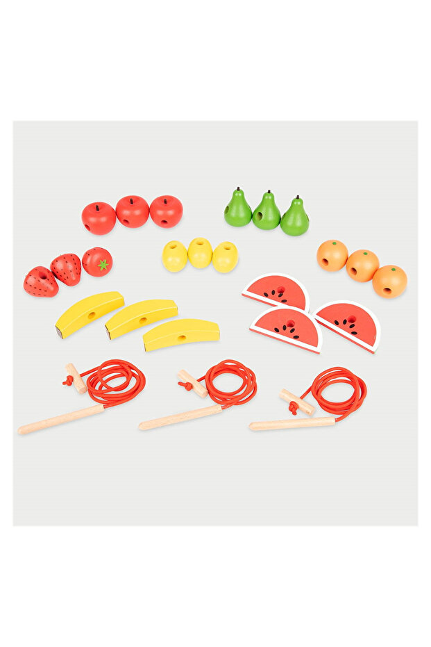 Large Wooden Fruit Stringing Set, - 4