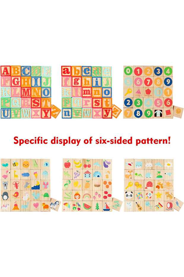 Set of 26 Wooden Cubes, Letters, Numbers, Animals, Objects, 18 Months - 3