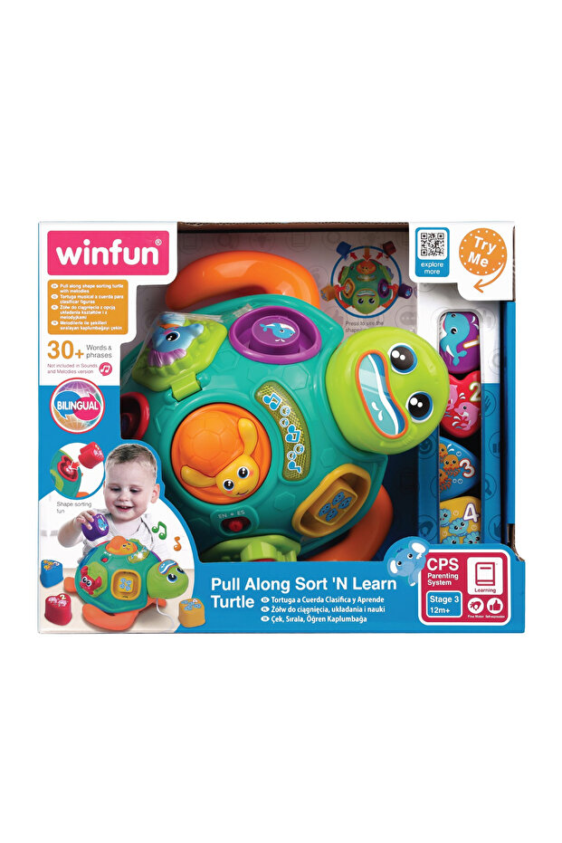 Turtle Pull Toy With Shapes For Babies,