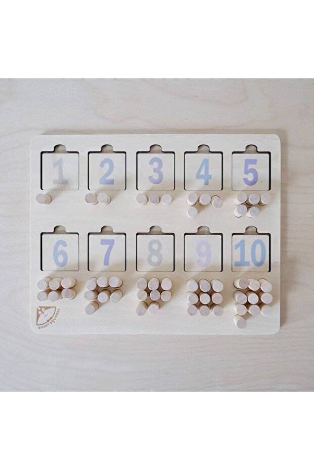 Wooden Puzzle with Numbers and Pin Representations, Matching Game - 6