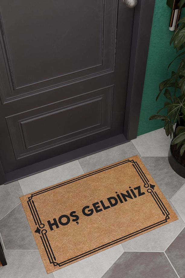 Hoş Geldiniz Sade Çerçeveli Dekoratif Çok Amaçlı İç ve Dış Kapı Paspası - 4