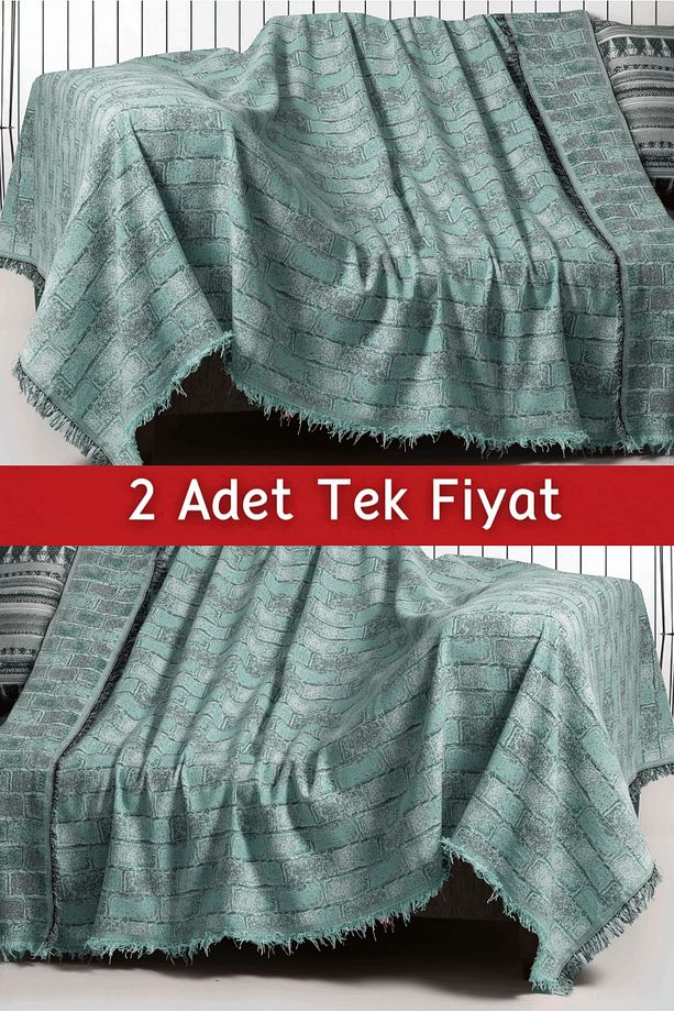 İkili Set Dokuma Koltuk Örtüsü Seti 170x220cm - 1