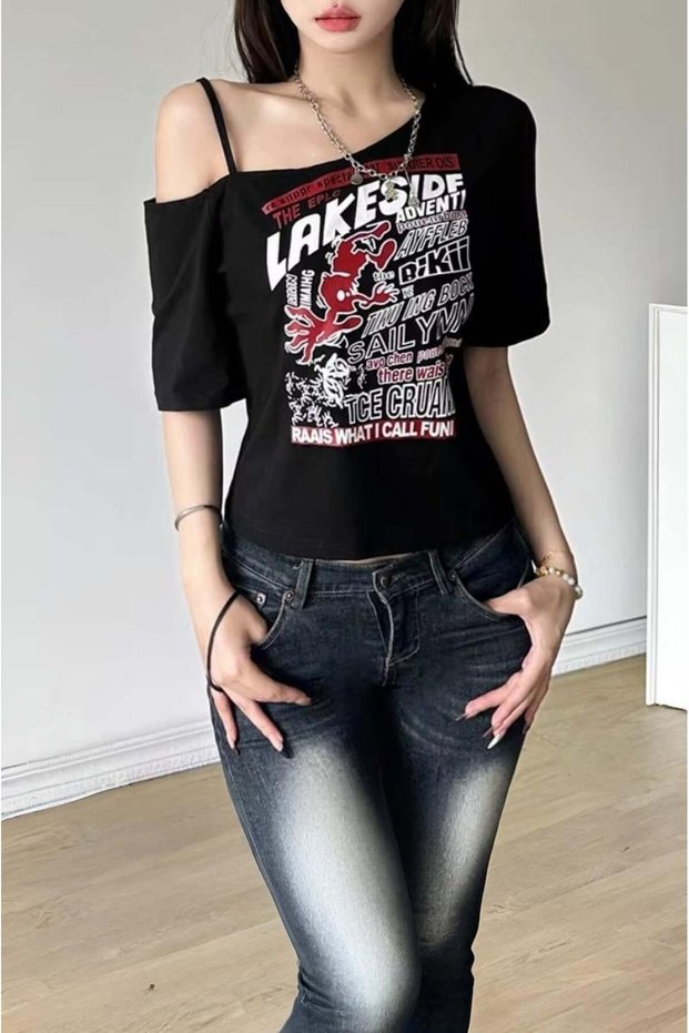 New Style Lakeside Shoulder Open Strap Detail Short Sleeve Body