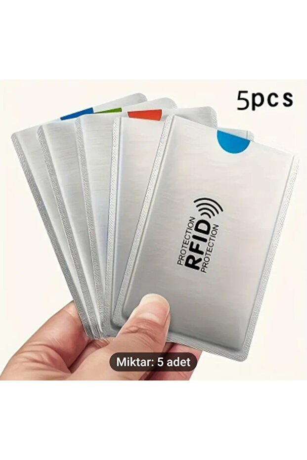 حافظات بطاقات مانع Rfid باللون الرمادي اللامع مجموعة من 5 قطع Rfid
