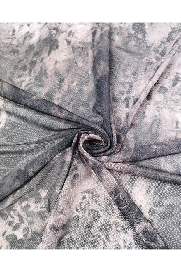 Anthracite Black Batik Pattern Mesh, Width: 140 - 3